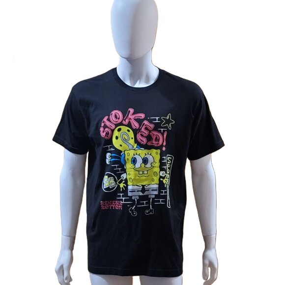 Sponge Bob SquarePants Man's Black T Shirt Size Large (NWT) - Picture 2 of 7